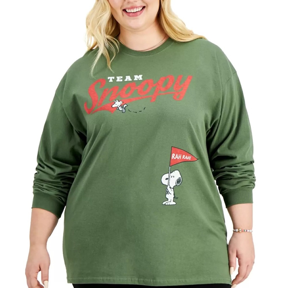 Love Tribe Team Snoopy Green Long Sleeve Tee Multiple Sizes NWT